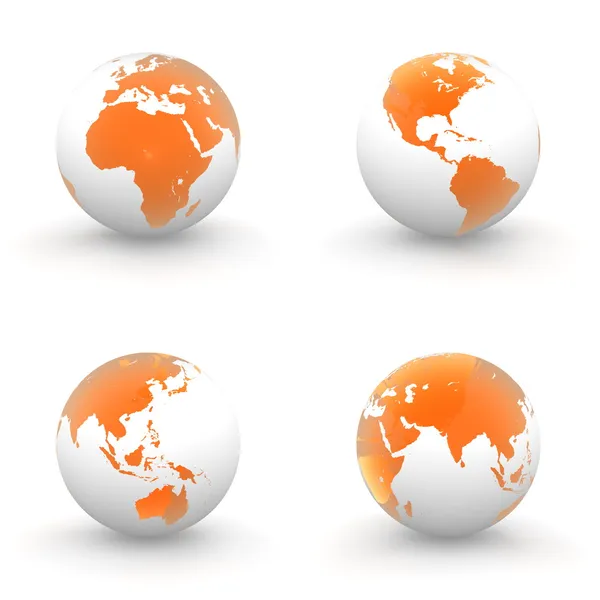 3D globusy w białe i lśniące przezroczysty pomarańczowy — Zdjęcie stockowe