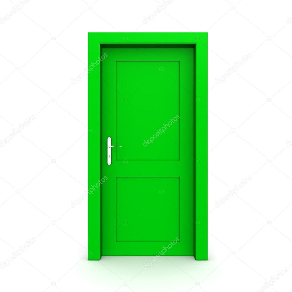 Closed Single Green Door
