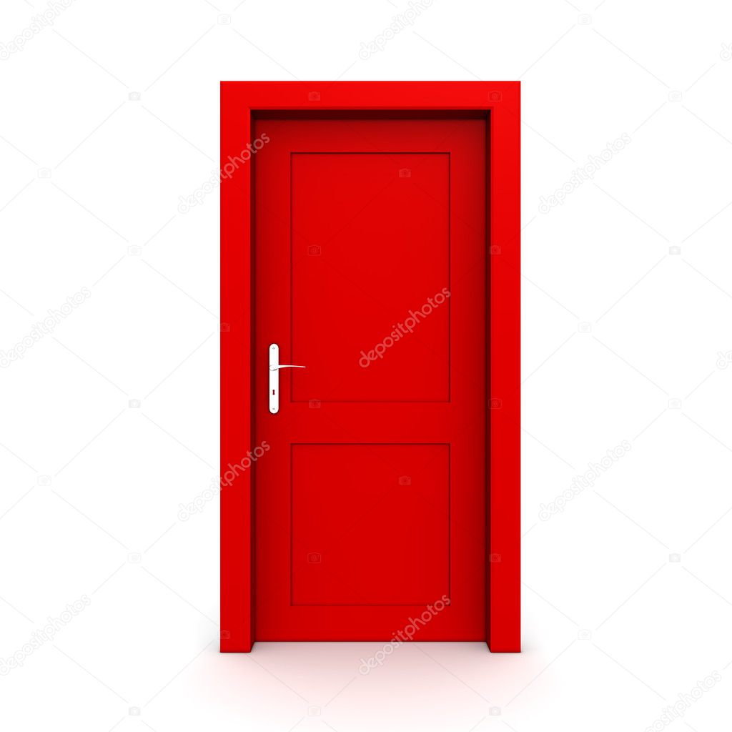 Closed Single Red Door