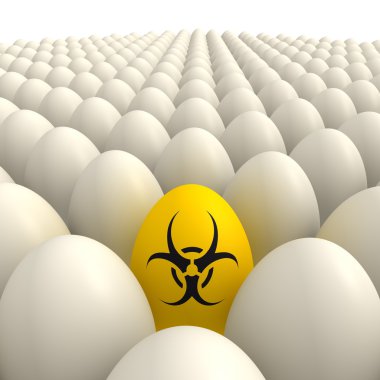 Field of Eggs - One Yellow Biohazard Sign Egg clipart