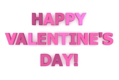 Words Happy Valentine's Day! in different shades of pink and purple clipart