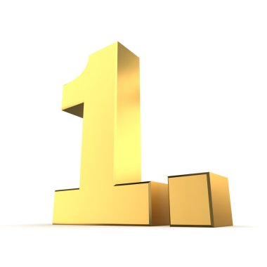 shiny 3d number 1st made of gold - 1. with angular dot clipart