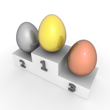 Victory Podium - Eggs in Gold, Silver, Bronze clipart