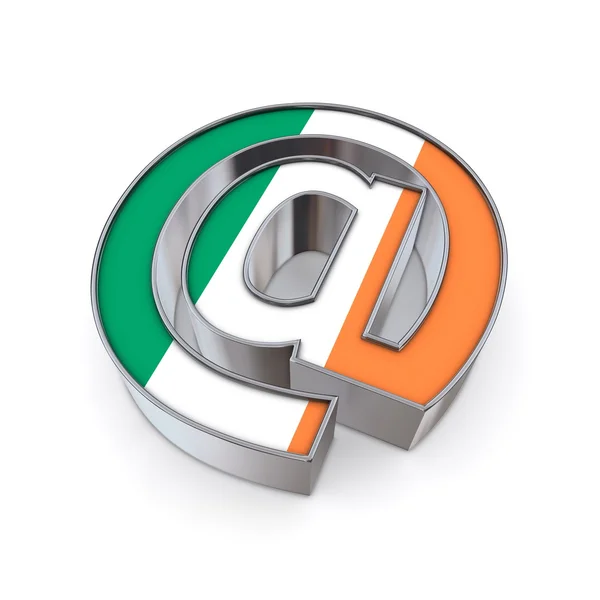 Prata Brilhante Cromo Símbolo Fundo Branco Com Textura Bandeira Irlanda — Fotografia de Stock