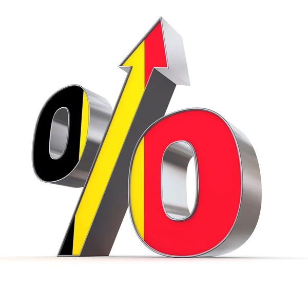 Shiny Percentage Sign Up - Flag of Belgium — Stock Photo, Image