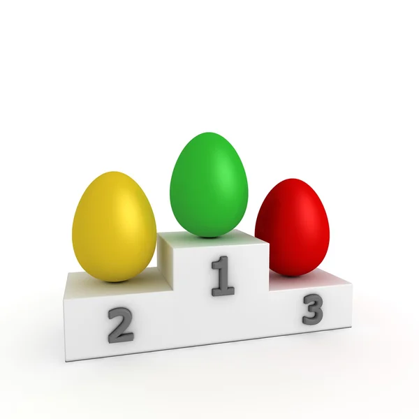 Victory Podium - Αυγά σε πράσινο, κίτρινο, κόκκινο — Φωτογραφία Αρχείου