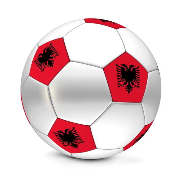 Lesklý Fotbal Míč Vlajka Albánie Pětiúhelníky — Stock fotografie