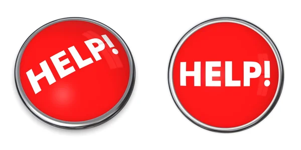Red Rendered Button White Word Help — Stock Photo, Image