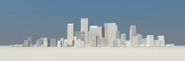 Breed Stadsgezicht Model Overdag Met Een Blauwe Hemel Achtergrond Gebouwen — Stockfoto