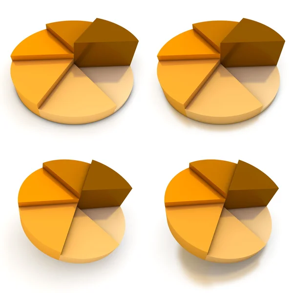 円グラフ - 4 つのオレンジ茶色ビュー — ストック写真