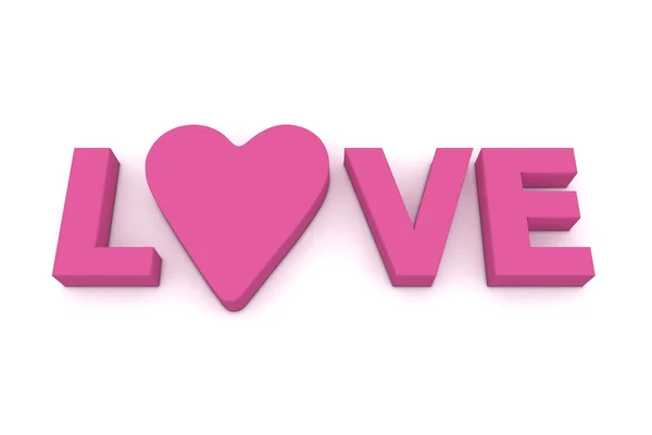 Word Love Pink Purple Letters Heart Replaces Letter — Stock Photo, Image