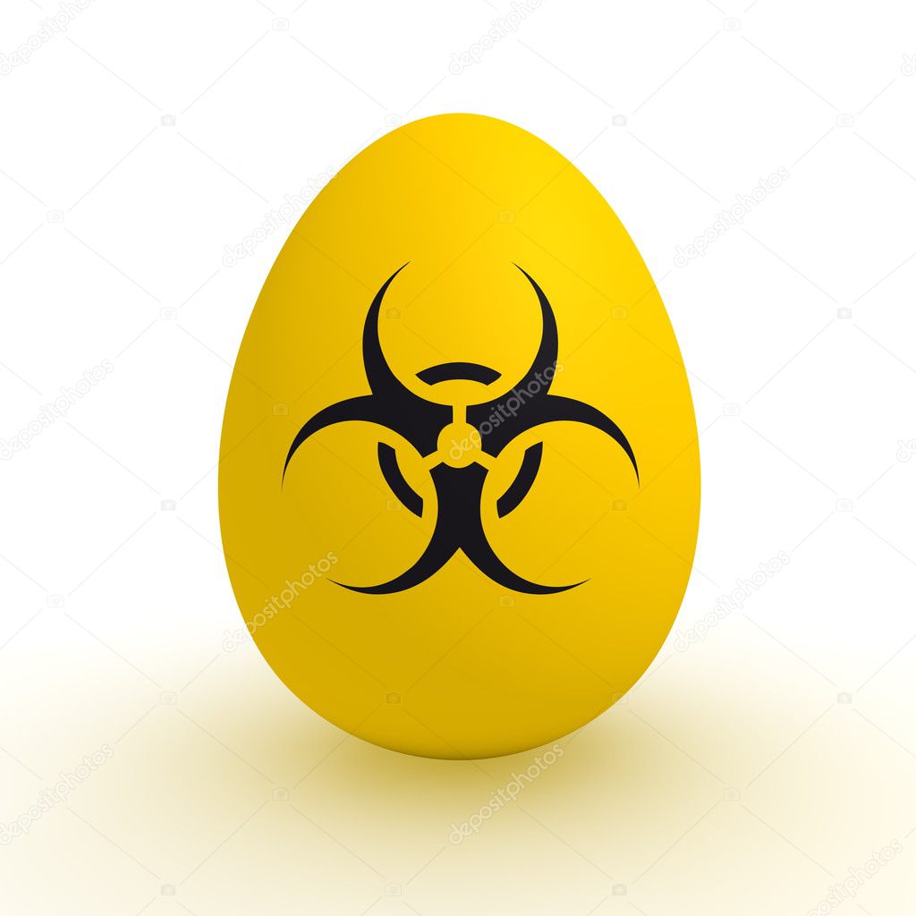 Yellow Egg - Polluted Food - Biohazard Sign