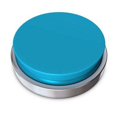 Light Blue Round Button with Metallic Ring clipart