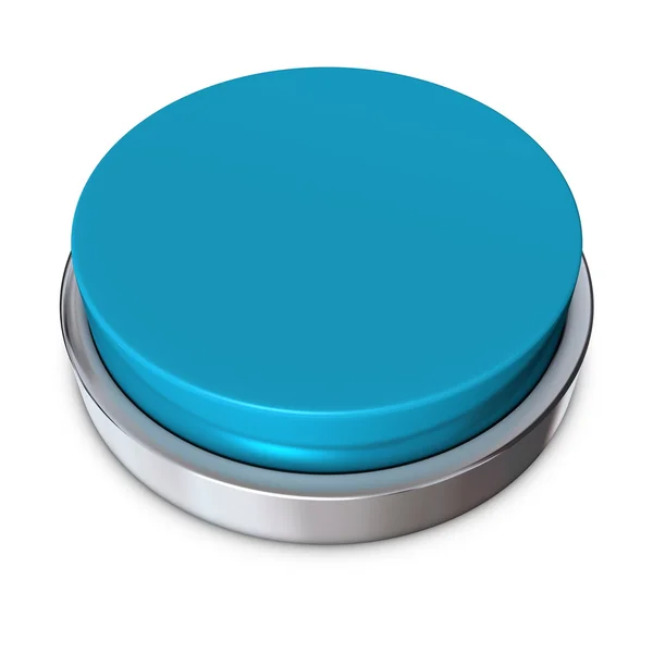 Jasny niebieski okrągły przycisk z metalowy pierścień — Zdjęcie stockowe
