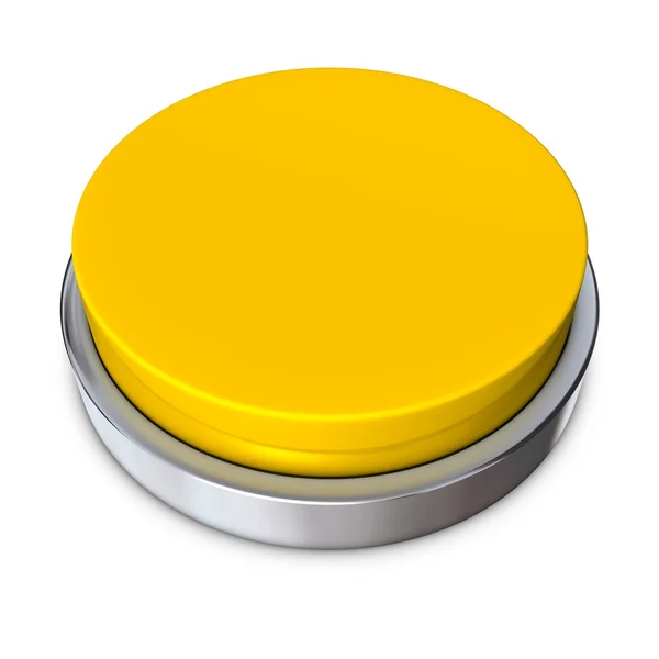 Žluté kulaté tlačítko s kovovým kroužkem — Stock fotografie