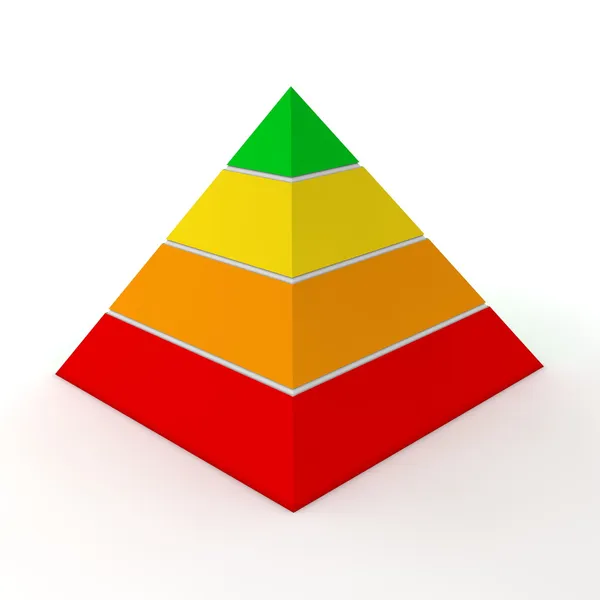 다 색 피라미드형 차트-4 레벨 — 스톡 사진