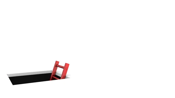 Vylezte na plošinu z prázdný otvor - lesklý červený žebřík- — Stock fotografie
