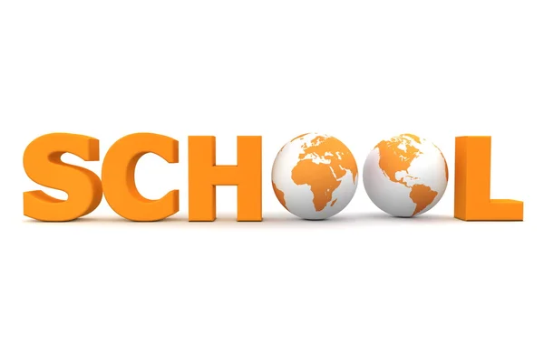 在橙-两个地球的全球学校 — 图库照片