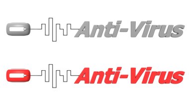 Word Anti-virüs bağlı bir fare - kırmızı ve gri
