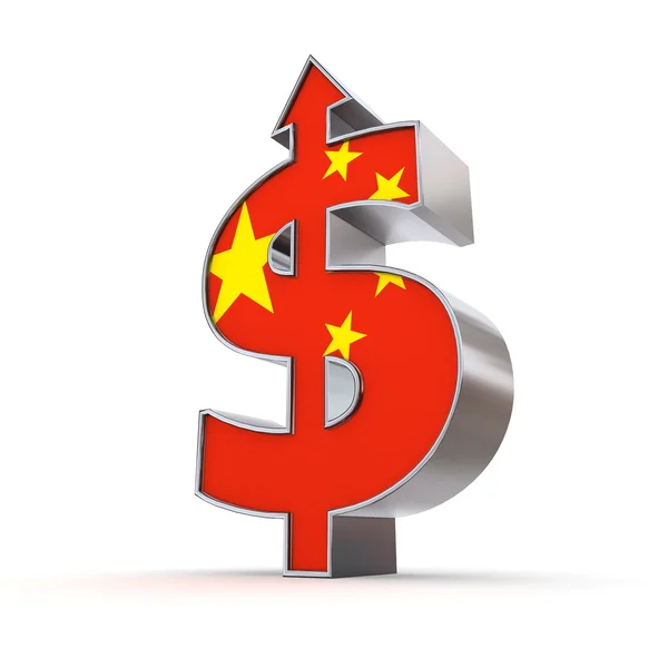 Dollar-Symbol Pfeil nach oben - Textur der chinesischen Flagge — Stockfoto