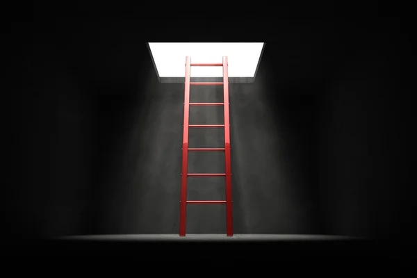 Βγείτε από το σκοτάδι - κόκκινο σκάλα στο φως — Φωτογραφία Αρχείου