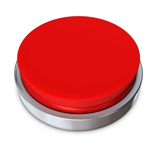 Červené kulaté tlačítko s kovovým kroužkem — Stock fotografie