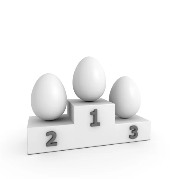 Overwinning podium - eieren in wit - sjabloon stijl — Stockfoto