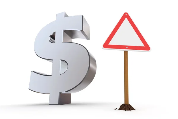 Dollar with Triangular Warning Sign — Stock Photo, Image
