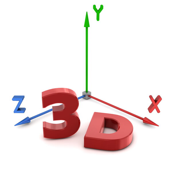 Red 3D and Space Coordinate System XYZ