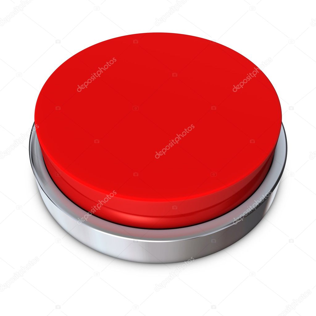 Red Round Button with Metallic Ring