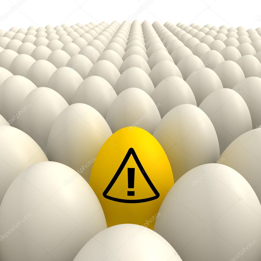 Field of Eggs - One Yellow Attention Sign Egg