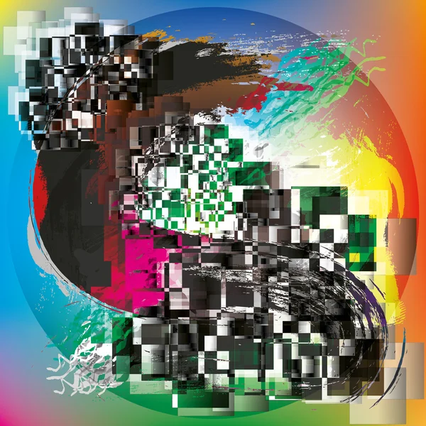 Rectangles et sphères abstraites fond grunge — Image vectorielle