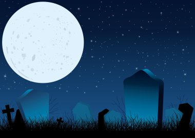 mezarlığı üzerinde Halloween yıldızlı gece