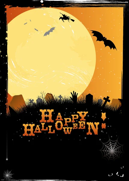 Halloween invitation or card in orange design — Stock Vector