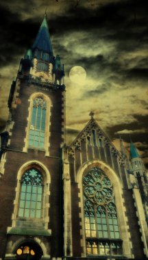 Grunge ancient cathedral tower clipart