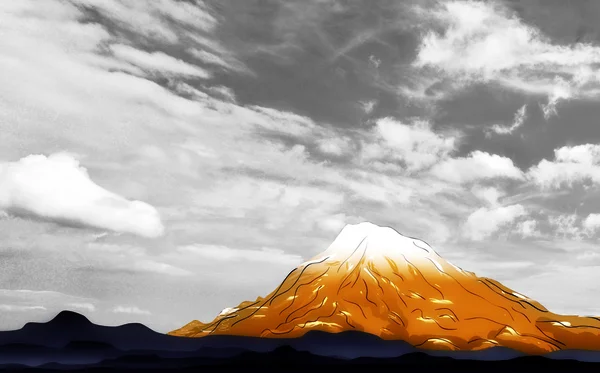 Retro obrázek zasněžené hory — Stock fotografie