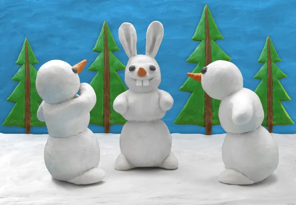 stock image Funny play clay snowmen