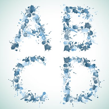 Alphabet water drop ABCD clipart
