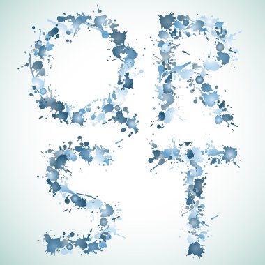 Alphabet water drop QRST clipart