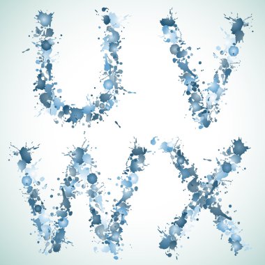 Alphabet water drop UVWX clipart