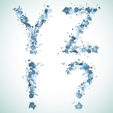 Alphabet water drop YZ!? clipart