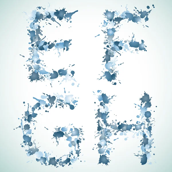 Alphabet goutte d'eau EFGH — Image vectorielle