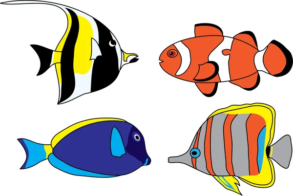 Conjunto de peixes tropicais — Vetor de Stock