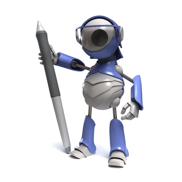 Robot con un lápiz — Foto de Stock