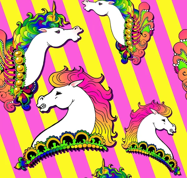 Naadloze Patroon Van Carrousel Paarden — Stockfoto