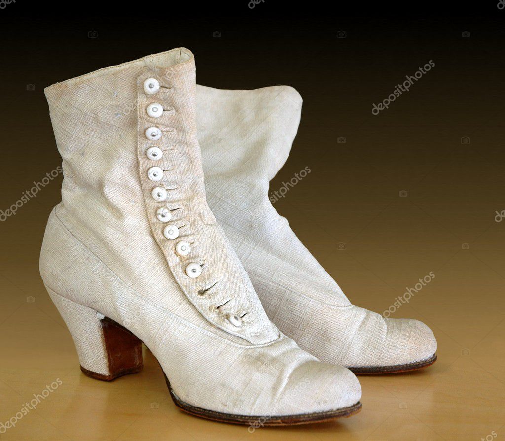 Antique canvas women's shoes — Stock 