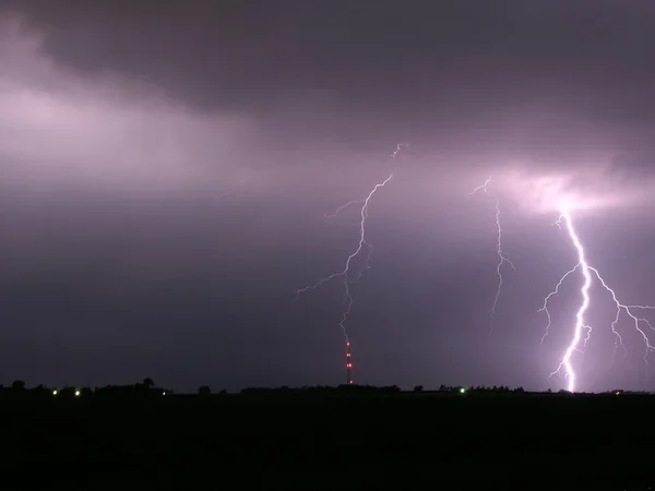 Lightning in central Illinois — Stock Photo, Image
