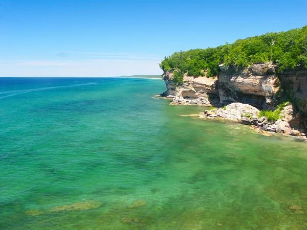 Képen Látható Sziklák Nemzeti Lakeshore Michigan Superior Kilátás — Stock Fotó