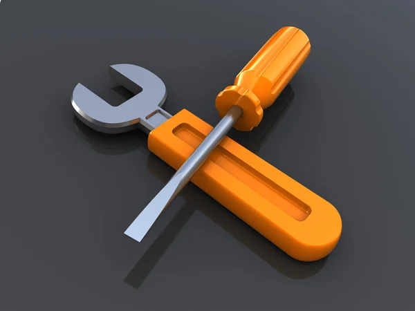 Wrench and screwdriver — Stock Photo, Image