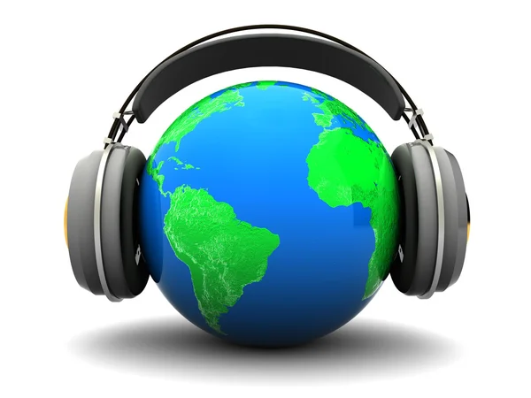 Słuchanie muzyki świata — Zdjęcie stockowe